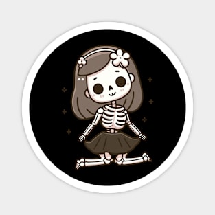 Cute Girl Skeleton in a Doll Pose | Cute and Spooky Halloween Gift Ideas Magnet